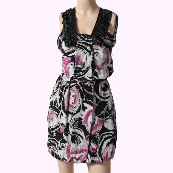 ROBERT RODRIGUEZ Floral Print Mini Silk Dress - Picture 2 of 8